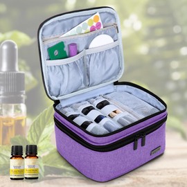 LUXJA Essential Oil Carrying Case - Holds 30 Bottles (5ml-30ml, Also Fits for Roller Bottles), Double-Layer Organizer for Essential Oil and Accessories, Purple (Bag Only)
