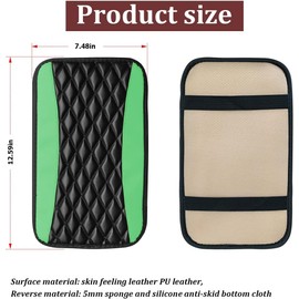 XINLIYA Car Center Console Cushion Pad, Universal Leather Waterproof Armrest Seat Box Cover Protector,Comfortable Car Decor Accessories Fit for Most Cars, Vehicles, SUVs (Green-2)