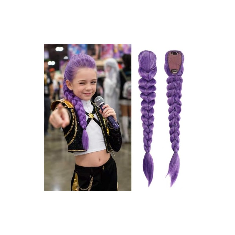 26inch Long Purple Braid Hair Ponytail Easy Clip In Fishbone