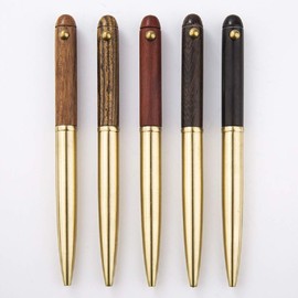 Gullor 5PCS Handcraft Luxury Wooden Ballpoint Pen, Made of Rosewood and Brass, Color May Vary for Pure Natural Wood