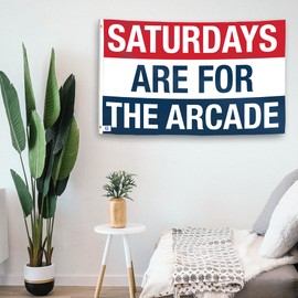 Saturdays Are for the Arcade Flag - 3x5 ft High-Durability Polyester Fade-Resistant, Weatherproof Outdoor/Indoor Banner