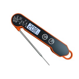 Termómetro digital de lectura instantánea para carne para asar y cocinar, termómetro impermeable con luz de fondo y calibración, termómetro plegable r