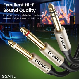 GEARit 1/4 inch TRS Stereo to Dual 1/4 inch Y-Splitter Insert Cable (10ft) 1/4 Inch Male Jack to Dual 1/4inch(6.35mm) Male TS Mono Breakout Cable Audio Patch Quarter Inch Cord - 10 feet
