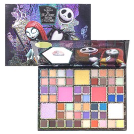 Nightmare Before Christmas 55 Well Eye Shadow Palette with Mirror, Makeup for Girls and Teens, Shimmery and Matte Colors, by Townley Girl