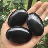 Ladeukoi Ladeukoi Oval Black Obsidian Palm Stone, Polished Worry Pocket