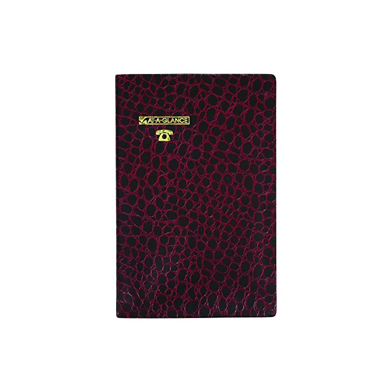 At-A-Glance Crocodile Cover Telephone/Address Book, 5-3/8 x 7-3/4 Inch, Assorted