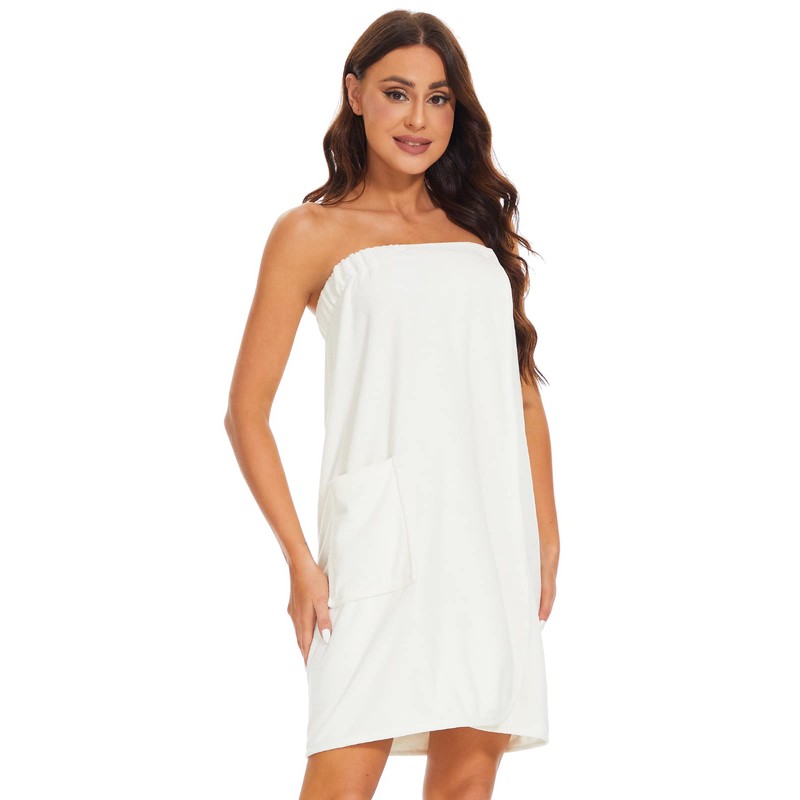 Ymmchy Women Wrap Towel Robe Wrap Spa Bathrobe Adjustable Buttons
