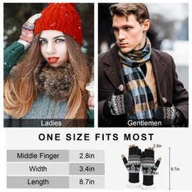 Clothirily Winter Gloves for Women & Men - Thick Wool Fleece Liner, Thermal Knit, Touchscreen, Elastic Cuff Insulated Gloves for Cold Weather