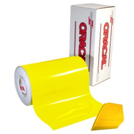 VViViD ORACAL 651 Multi-Colored Vinyl Solvent-Based Adhesive-Backed Calendared Wrap Decals w/Yellow Multi-Purpose Squeegee (12x 5ft, Brimstone Yellow)