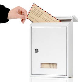 Mailboxes Wall Mount with Key Lock – Jssmst Small Mail Boxes Horizontal, 12.2 x 8.3 x 3.05 Inch, White New