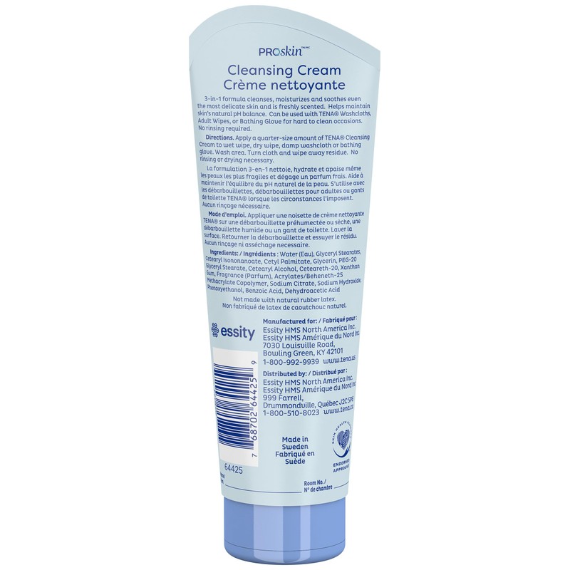 TENA ProSkin Cleansing Cream Cream Rinse-Free Body Wash Tube Mild