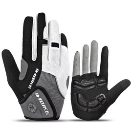INBIKE - Guantes de bicicleta con visualización táctil de gel para dedos completos, acolchados para bicicleta de montaña, color gris, talla grande