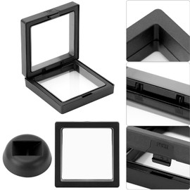 QWORK® 12Pcs 7 * 7cm 3D Floating Display Frame, 3D Floating Display Case with Base, TPU Film Jewelry Storage Box Transparent
