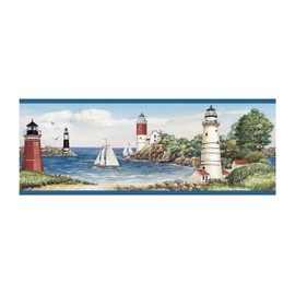 RoomMates York Wallcoverings BG1663BD Lighthouse/Sailboat Border