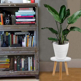 ARTORA Wood Plant Stand, Modern Plant Holder Flower Pot Stool Decorative Planter Stand for Indoor Plants (White&Brown)