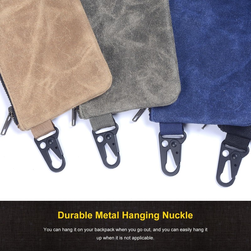NorthClimbOtd Small Tool Bag, Waxed Canvas Zippered Pouch, Tool Pouches