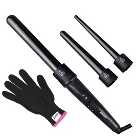 Curling Iron Set,Zealite 3 in 1 Hair Curling Wand Set Interchangeable Ceramic Barrels with Heat Resistant Glove