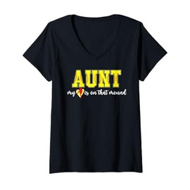 Womens Proud Softball Pitcher Aunt Softball Pitcher Auntie V-Neck T-Shirt