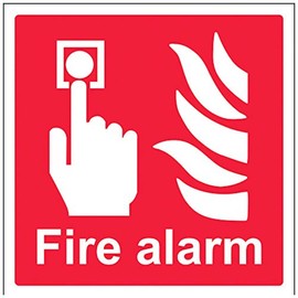 V Safety Fire Alarm Logo Sign - 200mm x 200mm - 1mm Rigid Plastic