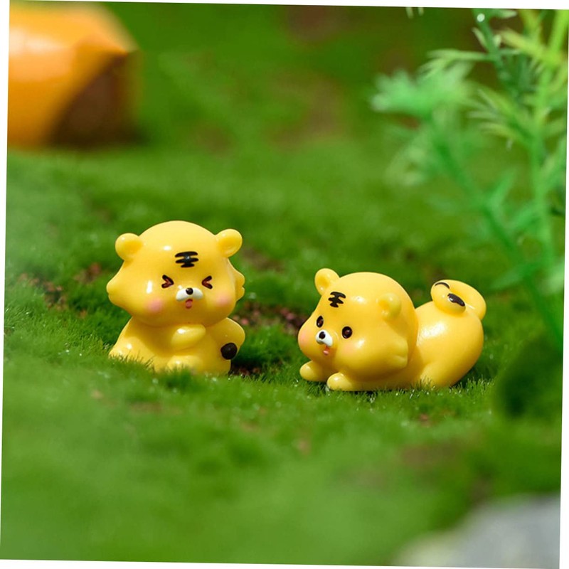 ABOOFAN 7pcs Miniature Tiger Models Micro Landscape Tiger Ornaments Resin