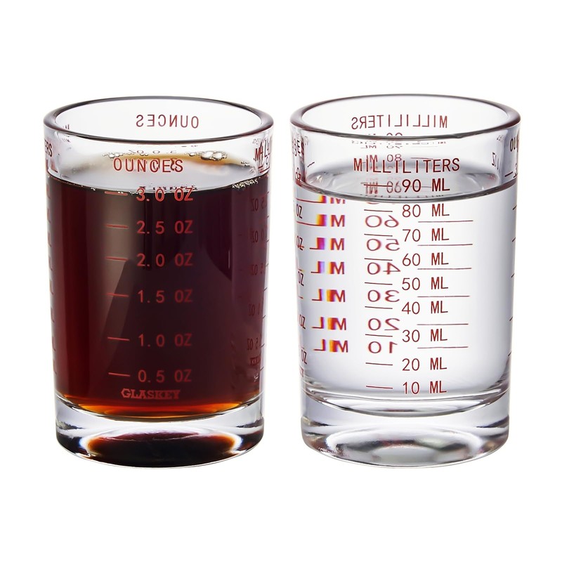 GLASKEY 2 Pack Shot Glass Measuring Cup Set,3 oz/90ml Liquid