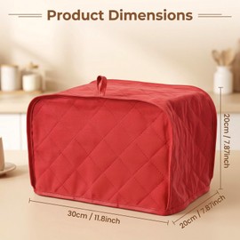 Toaster Cover 2 Slice, Red Polyester Kitchen Appliance Covers for Small Toaster Accessories, Universal Fit 11.8x7.87x7.87in