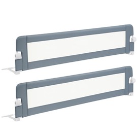 BABY JOY Double Sided Bed Rail Guard, 2 Pack, Extra Long, Swing Down for Convertible Crib, Folding Baby Safety Bedrail for Kids Twin Full Size Queen King Mattress, Rails for Toddlers (Light Gray, 71")
