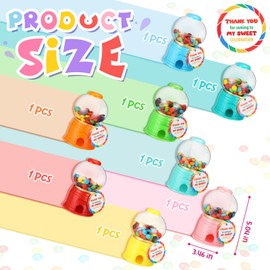 Foilswirl 8 Set Candy Theme Party Favors with 5 Inch Mini Candy Dispenser Thank You Cards Plastic Gumball Machines for Birthday Party Supplies Sweet Celebration Decorations