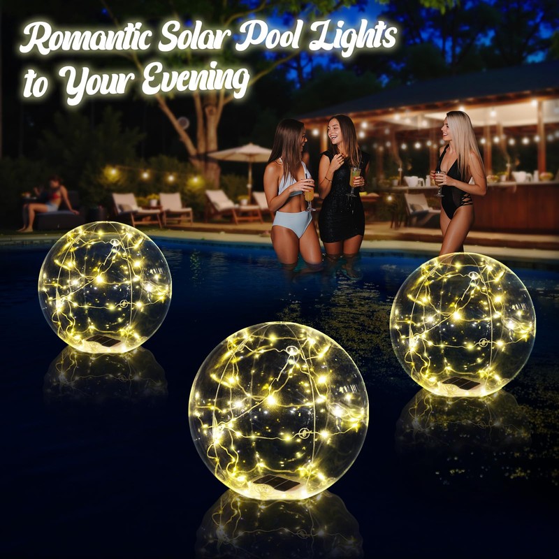 Cootway Floating Pool Lights, 15 Inch Warm White Solar Pool