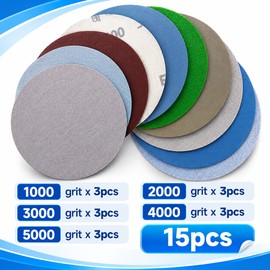 5 Inch Wet Dry Sanding Discs for Fine Finishing – 15-Piece 3000–5000 Grit Set for Sanding & Polishing