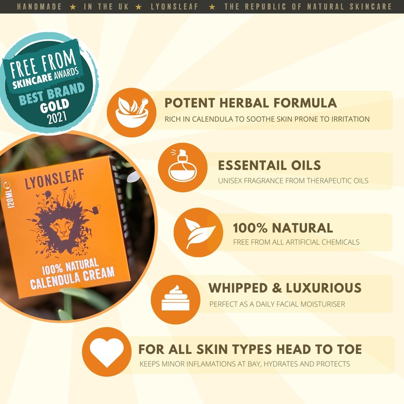 Lyonsleaf Calendula Cream – 100% Natural, Pure, Soothing Emollient 120ml