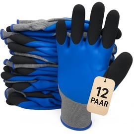 KEILOR HALNY – Robuste Arbeitshandschuhe für Herren & Damen – 12 Paar – Größe 10 – mit doppelter Latex-Beschichtung – Rutschfest, Chemikalien- & Wasserbeständig – Für Bau, Lager, Garten & Werkstatt