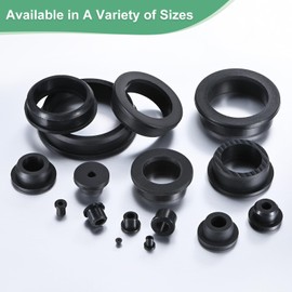 M METERXITY 55-Pack 7/16 Inch Drill Hole, 1/4 Inch ID Silicone Rubber Grommets for Wiring, Wire Cable, Hole Plugs, Automotive, Firewall, Desk, Water Pipe, Hydroponic [Black]