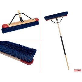 Harper 24 Inch Push Broom with Stiff Bristles, Premium Heavy Duty Outdoor Wet/Dry Rough-Surface, for Mulch, Gravel, Oil Dry, Dirt, Soil, with Long Wooden Handle