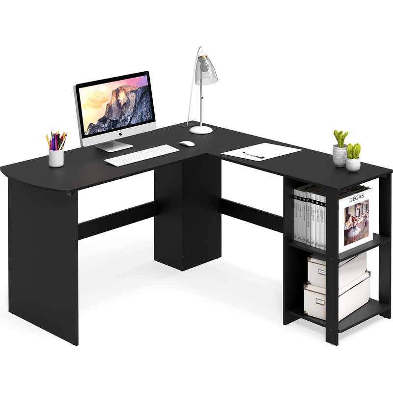 SHW 51 x 51 Inches L-Shaped Home Office Wood Corner