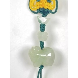 Unbranded Hand Carved Natural Jade Chinese Zodiac Boar Pendant Knotted CellPhone Car Charm