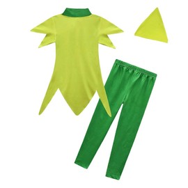 Lito Angels Peter Pan Costumes with Hat for Kids Boys Fancy Party Dress Up Outfit Set Age 7-8 Years, Green (Tag Number 130)