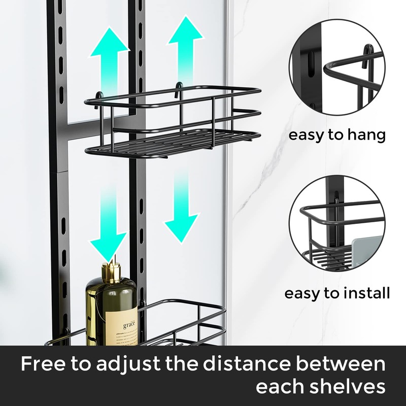 ODesign Over The Door Shower Caddy, 3-Tier Adjustable Hanging Shower