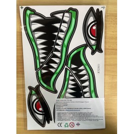 1 Sheet 270 mm x 180 mm Shark Throat Monster Mouth Green Sticker Motorsport Motocross Car Scooter Tuning Sticker Weatherproof Model Making