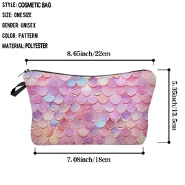 Livel lhood Pink Squama Makeup Bag Pink Mermaid Scale Small Organizer Bag Zipper Pouch Mermaid Squama Cosmetic Bag Present for Women Friends
