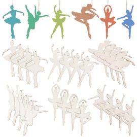 UNICRAFTALE 24 pcs Wood Silhouettes Ballerina Crafts Unfinished Wood Silhouette Ballerina Cutouts Old Lace Silhouette Ballerina Hanging Ornaments DIY for Home Party Decoration Craft Project