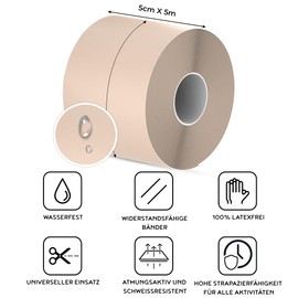 TROSFREE: Kinesiotape - Kinesiology Tape Neuromuscular Bandage - Tape for Sports - Kinesiology Tape Neuromuscular Bandage - Kinesiology Tape 5 m x 5 cm