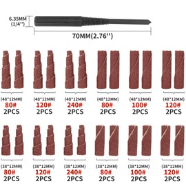 SI FANG 25Pcs Mini Sanding Engine Porting and Polishing Assortment Kit, 1-1/2 & 2inch Sanding Cartridge Rolls/Cone Spiral Rolls Full Taper Assorted Set (80/100/120/240 Grits) with 1/4'' Mandrels