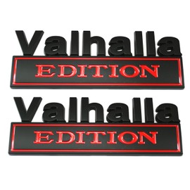 2pcs Big Size Vikings Valhalla Edition Auto Emblems Truck Badge 3D Car Bumper Sticker Valhalla Edition Emblem 3D Badges Decals Car Replacement, Viking Seasons (Black Red)