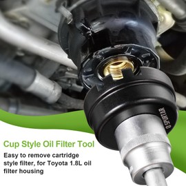 Spurtar Oil Filter Wrench for Toyota 6 Slots 14 Flutes Oil Filter Removal Tool 64mm Oil Filter Cap Wrench for Corolla, Prius, Prius Prime, Prius V, Matrix, CT200h, Scion iM/iQ/xD 1.8L Engine