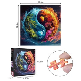 1000pcs Yin Yang Ice Fire Theme Paper Puzzle - Yin Yang Bagua in Chinese Culture, Large Puzzle Toy Adult Game Gift - Family Interactive Game Puzzle DIY Home Decoration Brain Challenge Gift