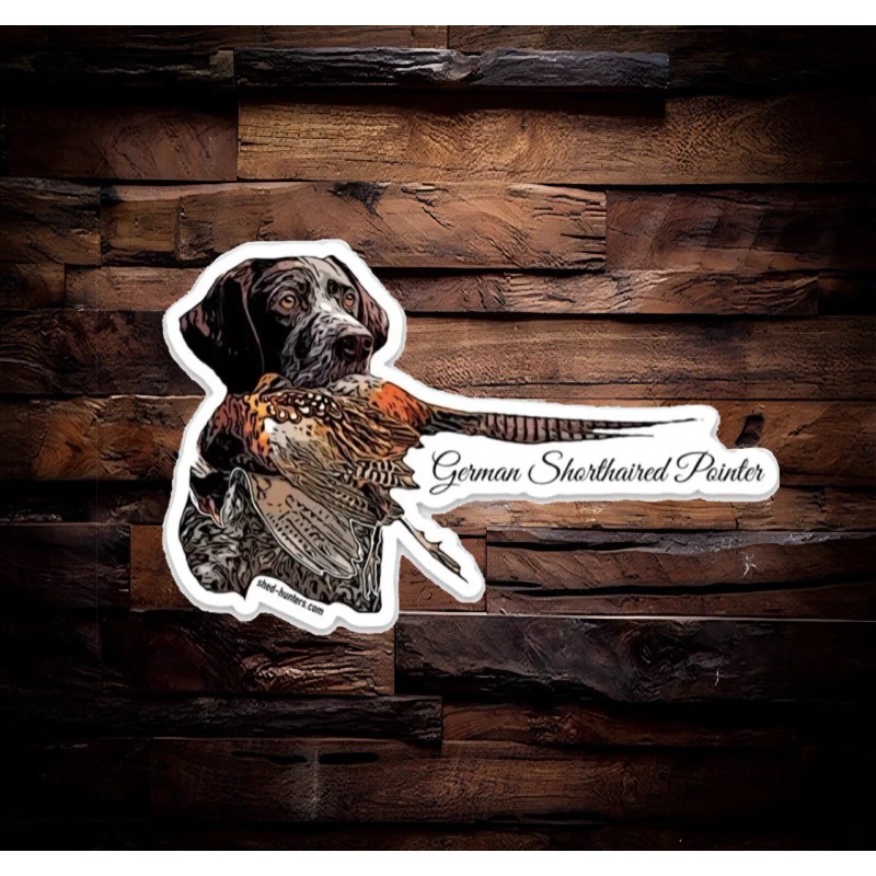 shed-hunters.com German Shorthaired Pointer Hunting Sticker Pheasant Bird Dog Decal