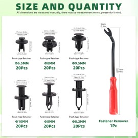 Keadic 120pcs Nylon Car Bracket Assortment 6.3mm 8mm 9mm 10mm Door Panel Fender Clips Fasteners Car Bumper Rivets Compatible with GM