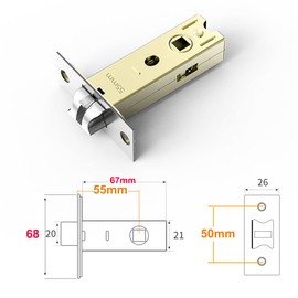 Qrity 55mm Tubular Latch, Forked Mortice Latch, Mute Door Sprung Latch, with Stainless Steel Panel for Internal Doors, Lever Door Handles