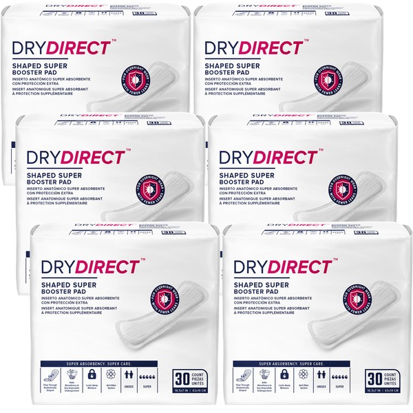 Dry Direct Shaped Super Incontinence Booster Pads, Adds 4 Cups